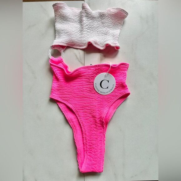 NWT Free People Cleonie Swell Maillot Monokini Swimsuit in Sherbet Musk One Size - Picture 3 of 9